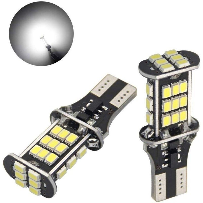 画像1: バックランプ 左右セット ホワイト LED バルブ 後退灯 キャンセラー内蔵 ウェッジ球 30連SMDチップ 爆光 無極性 取付簡単バック球 LEDテールランプ (T15/T16) (1)