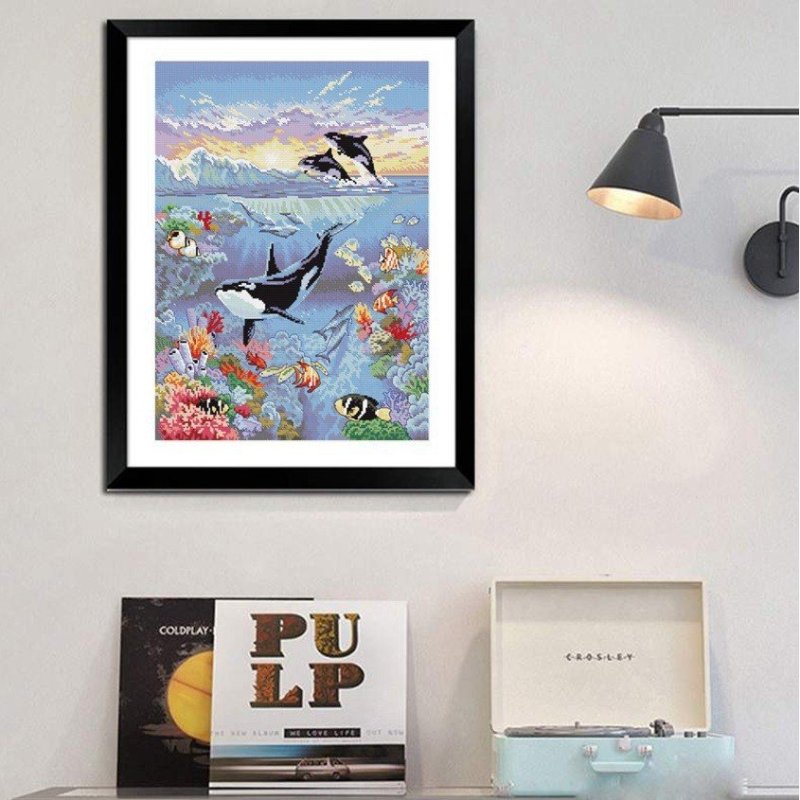 画像6: クロスステッチ 海洋ワールド 刺繍キット DIY 初心者 指ぬき 糸通し付き 家庭刺繍装飾品  裁縫 ホームデコレーション芸術  贈り物  創造的装飾 壁アート 芸術品 (6)