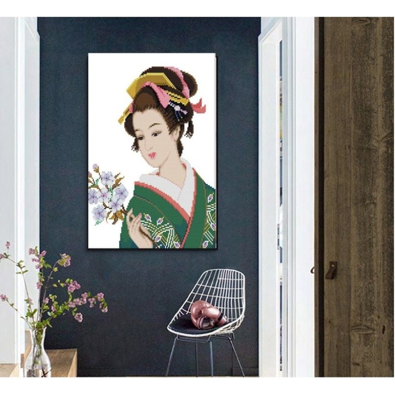 画像2: クロスステッチ 美人2 刺繍キット DIY 初心者 指ぬき 糸通し付き 家庭刺繍装飾品 裁縫 ホームデコレーション芸術 贈り物 創造的装飾 壁アート 芸術品 (2)