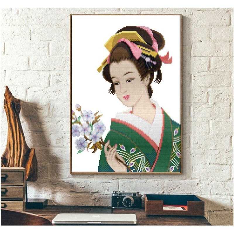 画像3: クロスステッチ 美人2 刺繍キット DIY 初心者 指ぬき 糸通し付き 家庭刺繍装飾品 裁縫 ホームデコレーション芸術 贈り物 創造的装飾 壁アート 芸術品 (3)