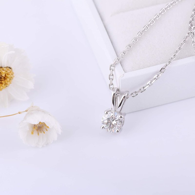 画像2: doveggs 1カラット ネックレス レディース 6.5mm ダイヤモンド 一粒ダイヤ アクセサリー 人気 綺麗 ラウンド チェーン付 プレゼント (2)