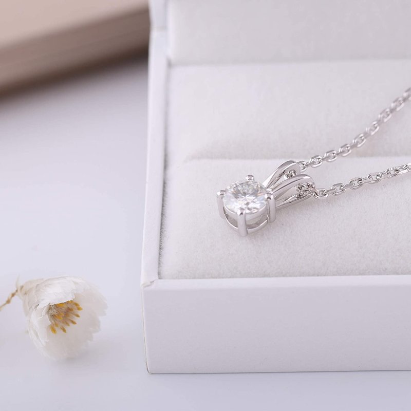 画像3: doveggs 1カラット ネックレス レディース 6.5mm ダイヤモンド 一粒ダイヤ アクセサリー 人気 綺麗 ラウンド チェーン付 プレゼント (3)