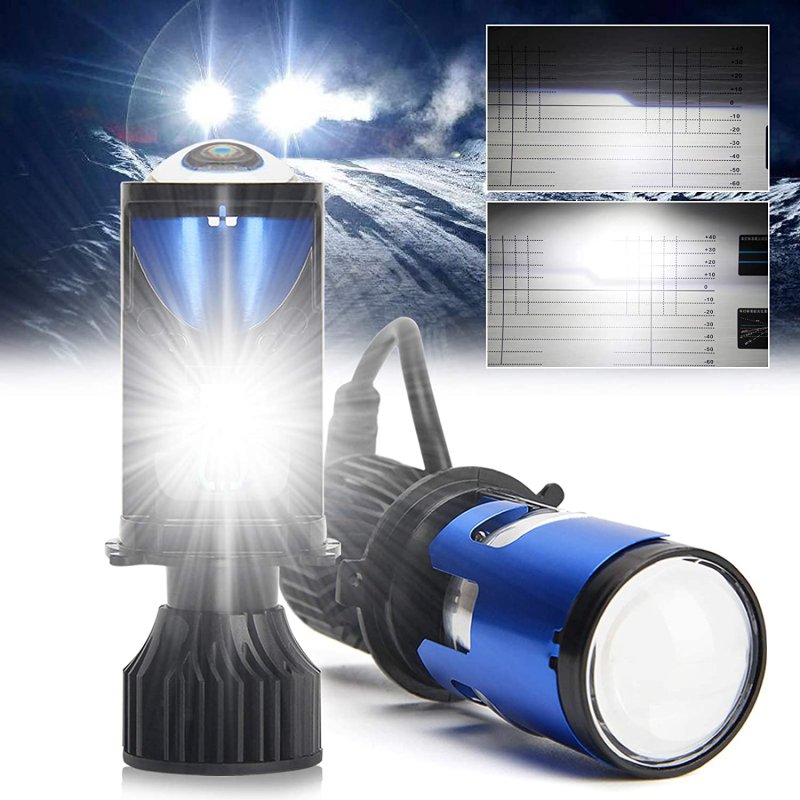 画像1: H4 Hi/Lo LED ヘッドライト 高輝度 3500lm 6000K ホワイト 12V車 ファン プロジェクターレンズ ハイビームアシスト 付き バルブ ノイズ対策 角度調整 (1)