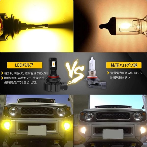 HB4 9006 LED フォグランプ 車検対応 イエロー 6000LM 3000K led交換