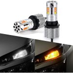 画像1: T20 LED ウィンカーポジション バルブ アンバー ホワイト 2色切替 車検対応 スーパーキャンセラー内蔵 ハイフラ防止 抵抗内蔵 ディライト 冷却ファン バイク 12V (1)