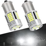 画像1: LED バックランプ S25シングル ピン角180度 P21W 1156 G18 BA15S 純正交換用 後退灯 バルブ 後退灯 バルブ 4000ルーメン ホワイト 6500K 車検対応 12V/24V車用 無極性 国産車警告解除 2個セット (1)