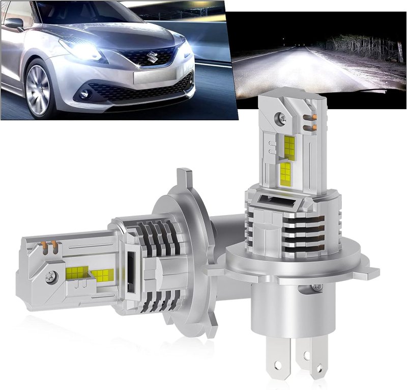 画像1: LED ヘッドライト H4 Hi/Lo 爆光 車検対応 3倍明るさ バイク用 純正配光 カットライン ヒートパイプ内蔵 静音ファン付き ノイズ対策 ハロゲン型 純正交換 ポン付け ホワイト 6000K 9600LM 35W片方 12V車用 取扱説明書付き 2個セット (1)