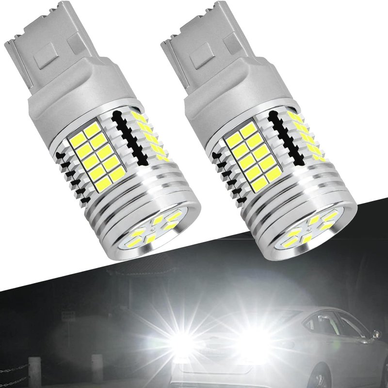 画像1:  LED バックランプ T20シングル 7440 W21W WY21W 純正交換用 後退灯 LEDバルブ 爆光 4000ルーメン ホワイト 6500K 12V/24V車用 車検対応 無極性 国産車警告解除 白 2個セット (1)