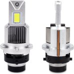 画像1: LED ヘッドライト D2S/D2R 兼用 HIDをLED化 爆光 車検対応 純正同サイズ 車種を問わず ポン付け可 ホワイト 6000K 35W 12080LM DC12V車対応可 ファンレス キャンセラー内蔵 光軸調整不要 純正HIDバラストと接続 HIDを超えた LEDバルブ 令和5年最新型 保証有り 2個入り (1)