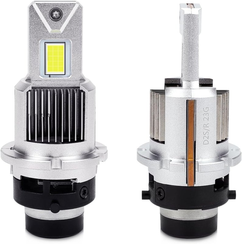 画像1: LED ヘッドライト D2S/D2R 兼用 HIDをLED化 爆光 車検対応 純正同サイズ 車種を問わず ポン付け可 ホワイト 6000K 35W 12080LM DC12V車対応可 ファンレス キャンセラー内蔵 光軸調整不要 純正HIDバラストと接続 HIDを超えた LEDバルブ 令和5年最新型 保証有り 2個入り (1)