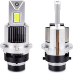 画像1: LED バルブ D4S/D4R 兼用 HIDをLED化 LEDヘッドライト 爆光 車検対応 純正同サイズ 車種を問わず ポン付け可 ホワイト 6000K 35W 12080LM DC12V車対応可 ファンレス キャンセラー内蔵 光軸調整不要 純正HIDバラストと接続 HIDを超えた LEDバルブ 令和5年最新型 保証有り 2個入り (1)