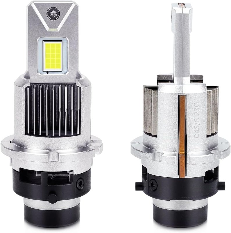 画像1: LED バルブ D4S/D4R 兼用 HIDをLED化 LEDヘッドライト 爆光 車検対応 純正同サイズ 車種を問わず ポン付け可 ホワイト 6000K 35W 12080LM DC12V車対応可 ファンレス キャンセラー内蔵 光軸調整不要 純正HIDバラストと接続 HIDを超えた LEDバルブ 令和5年最新型 保証有り 2個入り (1)