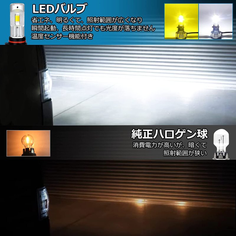 画像4: 「超爆光」OPPLIGHT PSX26W LED ハイエース200系 フォグランプ メモリー機能付き ホワイト イエロー 6500K 3000K 2色 切替 車検対応 ハイエース200系 3型 4型 5型 6型 KDH/TRH/GDH H24.5~ デュアルカラー バイカラー LEDフォグ 30W 8800ルーメン カットラインあり 純正交換 ポン付け 超静音ファン 防水仕様 12V/24V車適合 日本語取説付き 2本セット (4)