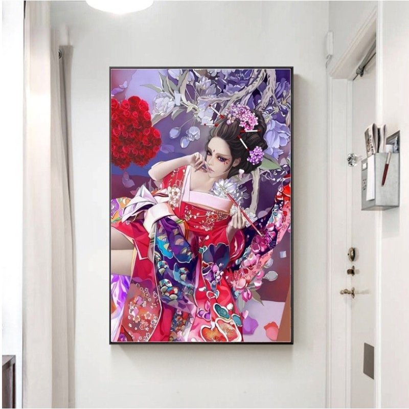 画像11: クロスステッチ  DIY 刺繍キット 図案 手芸 舞妓 和風 美しい 日本文化 初心者 簡単 刺繍 指ぬき 糸通し付き 送料無料 (11)