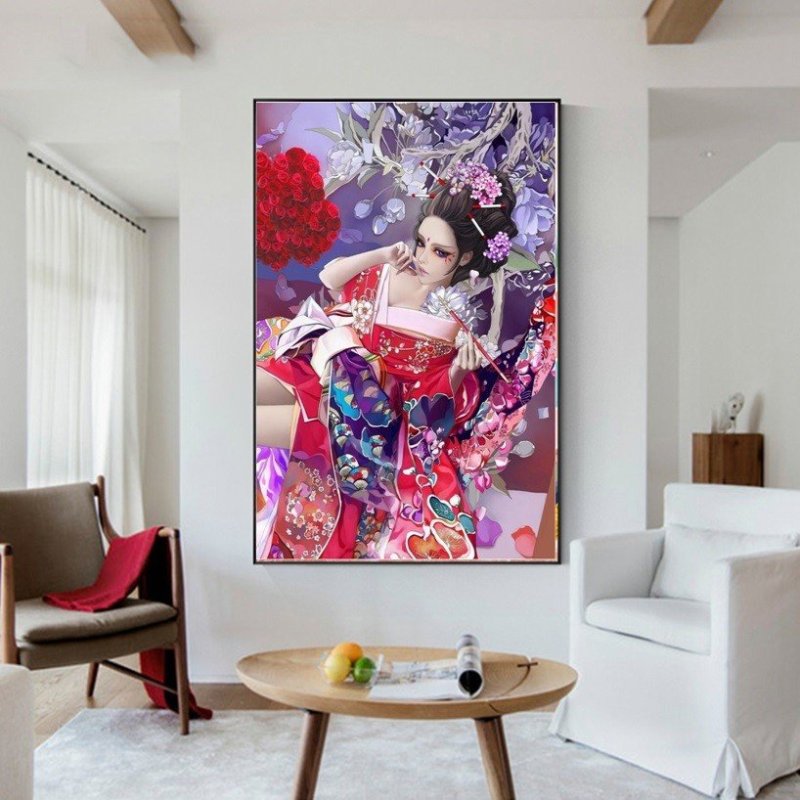 画像12: クロスステッチ  DIY 刺繍キット 図案 手芸 舞妓 和風 美しい 日本文化 初心者 簡単 刺繍 指ぬき 糸通し付き 送料無料 (12)