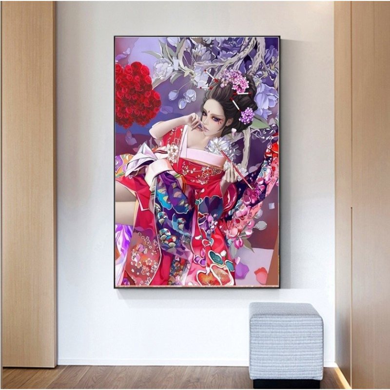 画像13: クロスステッチ  DIY 刺繍キット 図案 手芸 舞妓 和風 美しい 日本文化 初心者 簡単 刺繍 指ぬき 糸通し付き 送料無料 (13)