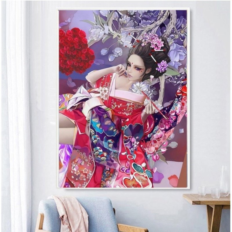 画像17: クロスステッチ  DIY 刺繍キット 図案 手芸 舞妓 和風 美しい 日本文化 初心者 簡単 刺繍 指ぬき 糸通し付き 送料無料 (17)