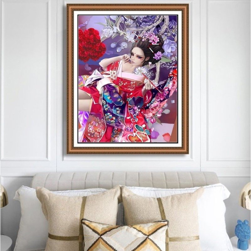 画像18: クロスステッチ  DIY 刺繍キット 図案 手芸 舞妓 和風 美しい 日本文化 初心者 簡単 刺繍 指ぬき 糸通し付き 送料無料 (18)