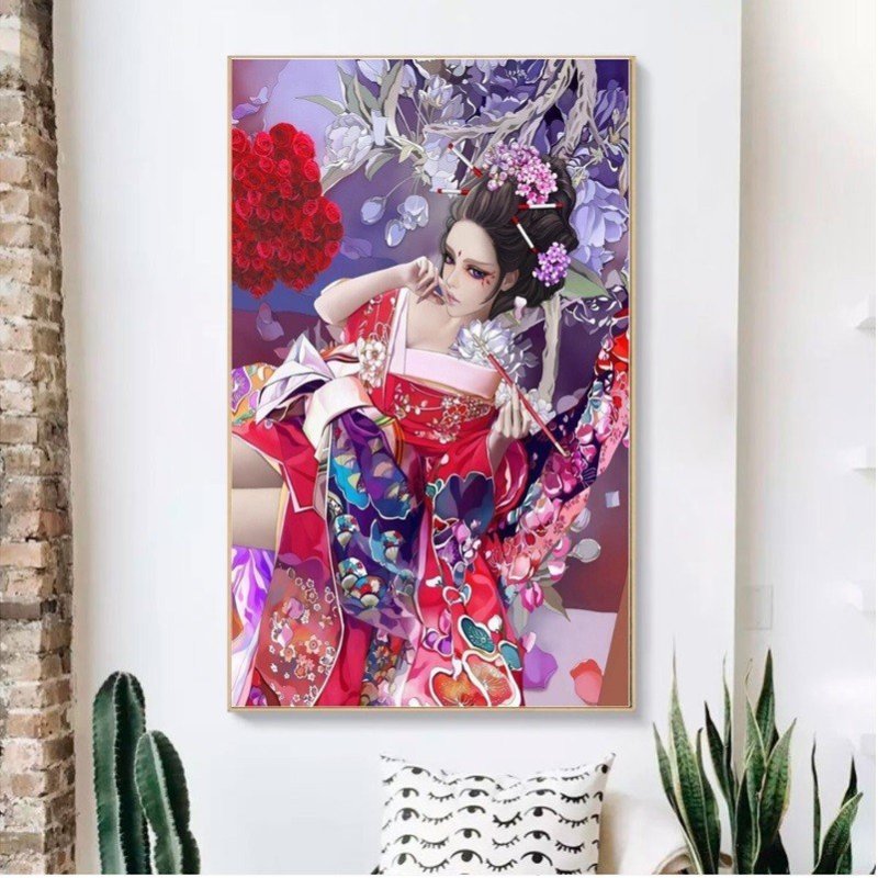 画像2: クロスステッチ  DIY 刺繍キット 図案 手芸 舞妓 和風 美しい 日本文化 初心者 簡単 刺繍 指ぬき 糸通し付き 送料無料 (2)