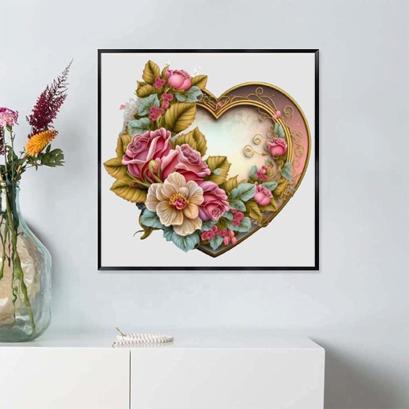 画像1: クロスステッチキット 刺繍 キット 花 フラワー ハート 愛 アイハート 手芸キット 刺繍キット 手芸 進級 初心者 手作り 室内刺繍 ギフト 贈り物 送料無料 (1)