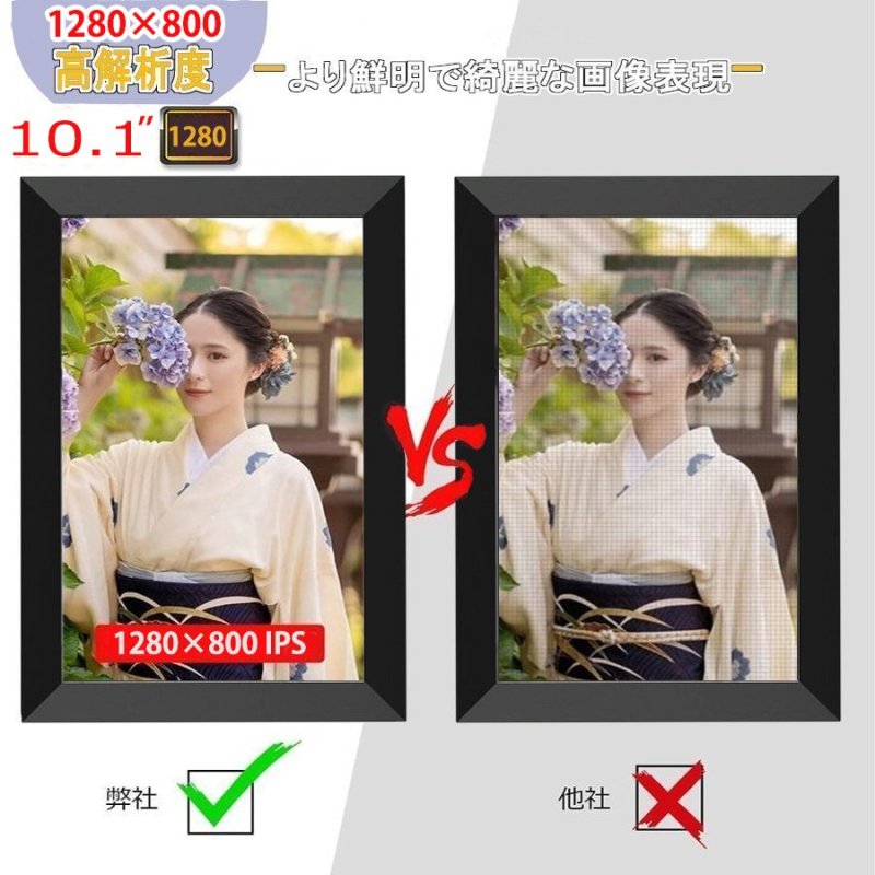画像7: デジタルフォトフレーム 10.1インチ 自動ON/OFF 800*1280解像度 IPS 写真 動画 音楽 再生 スライドショー 広角視野 壁掛け ギフト (7)