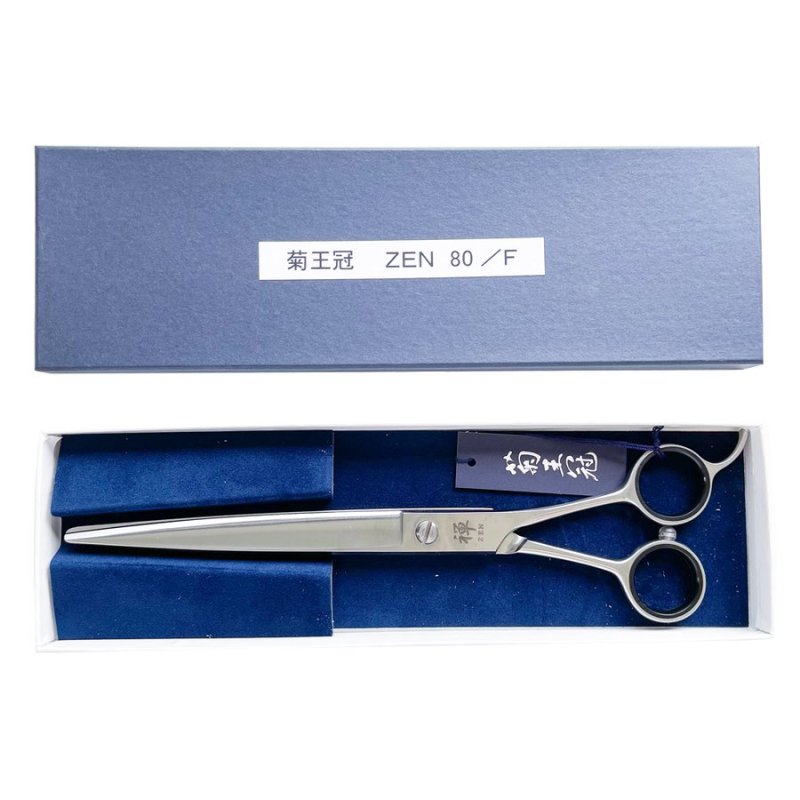 画像1: 菊王冠 禅ＺＥＮ 荒刈り用鋏 散髪鋏 日本製トリミングシザー 理美容師シザー プロ 初心者おススメ カットハサミ　8インチ ペットシザー (1)