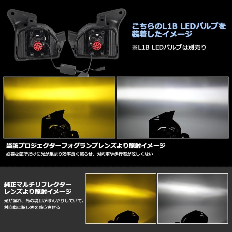 画像3: OPPLIGHT プロジェクターレンズ 純正タイプ フォグランプユニット 変換ハーネス スイッチ付き ハイエース 200系 LEDフォグランプ ユニット 200系ハイエース/レジアスエース 4型 5型 6型 7型 8型 標準/ワイド H25.12〜全グレード適合 カスタムパーツ  補修 車検対応 光軸調整可  取付簡単  左右セット ※LEDバルブは別売り (3)