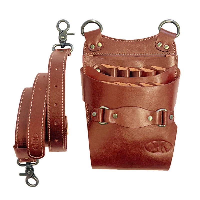 画像7: シザーケース 本革 業務用シザーバッグ 美容師 理容師 トリマー 本革 10丁入り 本革ベルト付き 全6色 送料無料 (7)