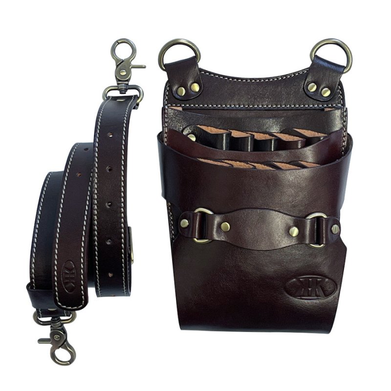 画像8: シザーケース 本革 業務用シザーバッグ 美容師 理容師 トリマー 本革 10丁入り 本革ベルト付き 全6色 送料無料 (8)