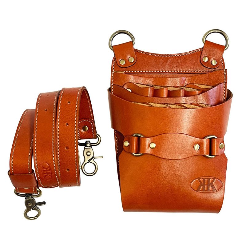 画像10: シザーケース 本革 業務用シザーバッグ 美容師 理容師 トリマー 本革 10丁入り 本革ベルト付き 全6色 送料無料 (10)