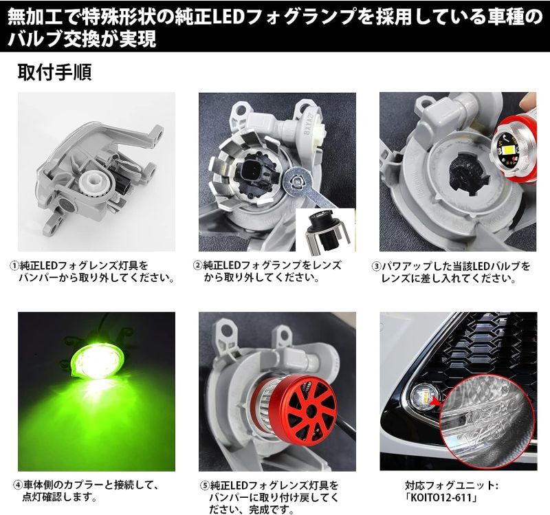 LED フォグランプ L1B ライムイエロー 車検対応 爆光 5800LM 純正交換 ポン付け ハイエース7型 クラウン220系 カローラ ツーリング/スポーツ/クロス 50プリウス後期 ハリアー80系 ルーミー 新型 アトレー ステップワゴンRP6.7.8など車種適用 フォグバルブ  ファン付き FM ...