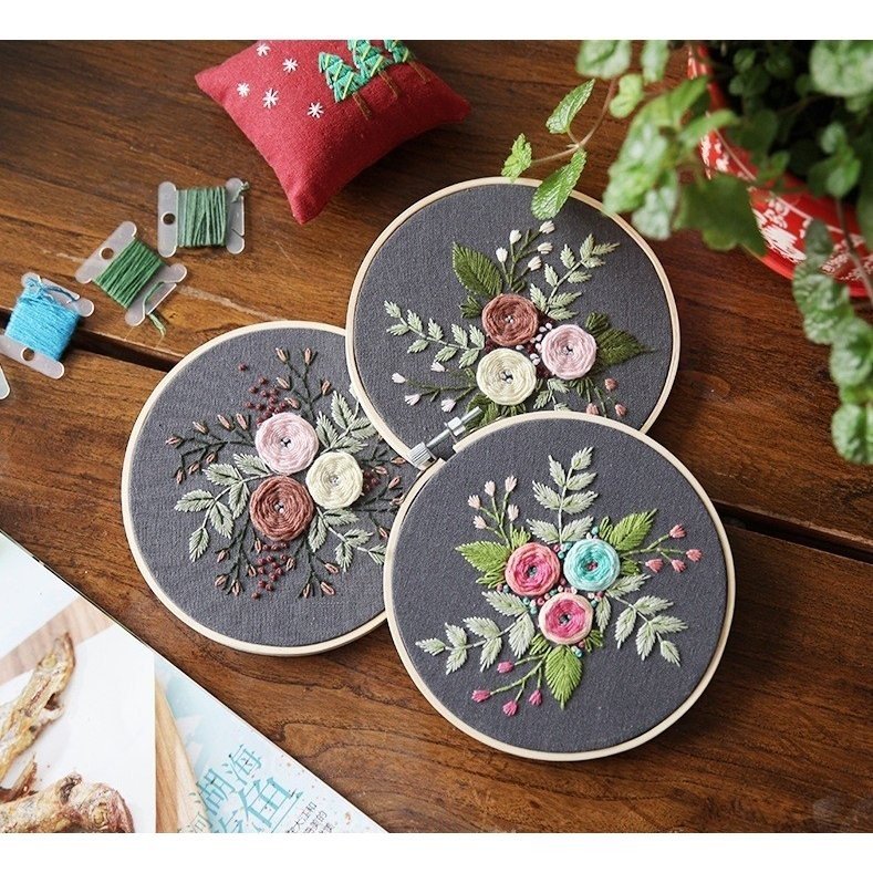 刺繍 刺繍キット 材料セット キット 手芸 工芸 DIY 刺繍ツール 初心者 簡単 立体な刺繍へ 刺繍枠 刺繍 花 送料無料