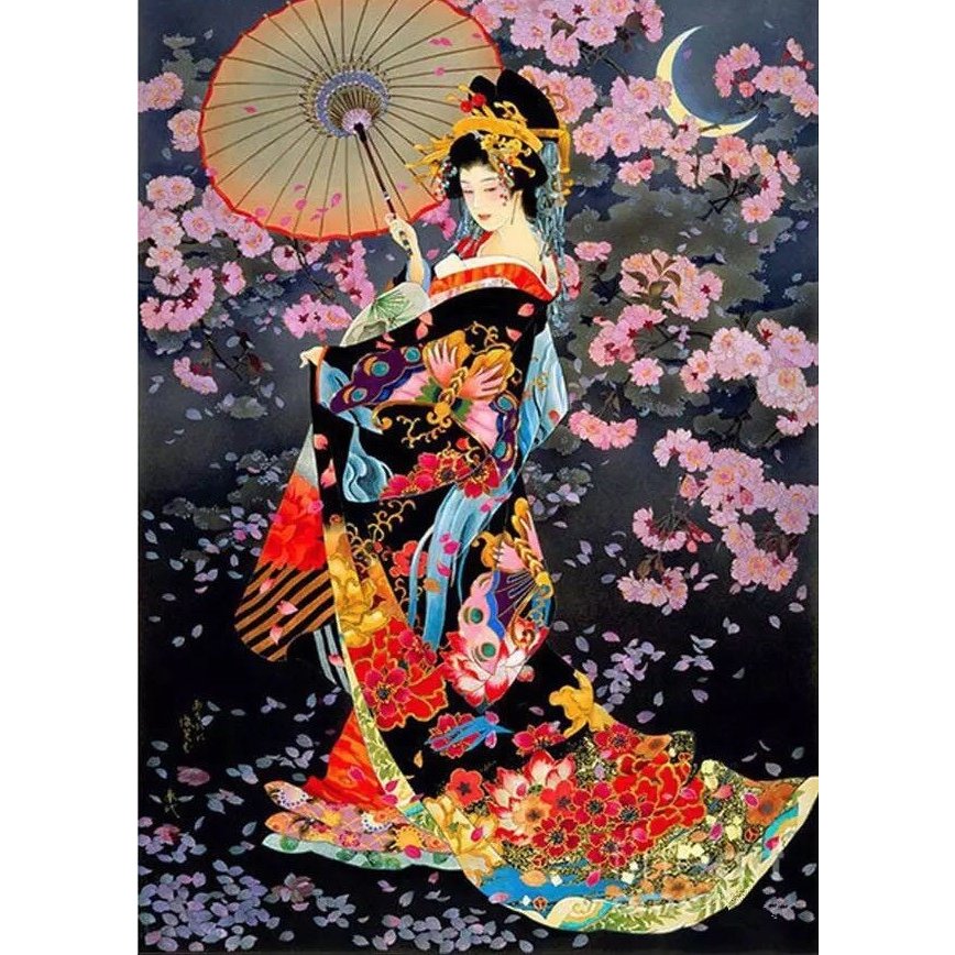 クロスステッチ Diy 刺繍キット 和風 京都 図案 手芸 舞妓 初心者 美しい 簡単 刺繍 指ぬき 糸通し付き 送料無料