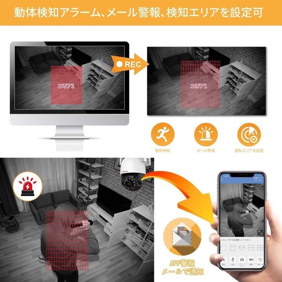 防犯カメラ 屋外・屋内兼用 防水 家庭用 1080P高画質 暗所撮影 ワイヤレス マイク付き 32GSDカード内蔵 音声録画 動体検知 遠隔監視