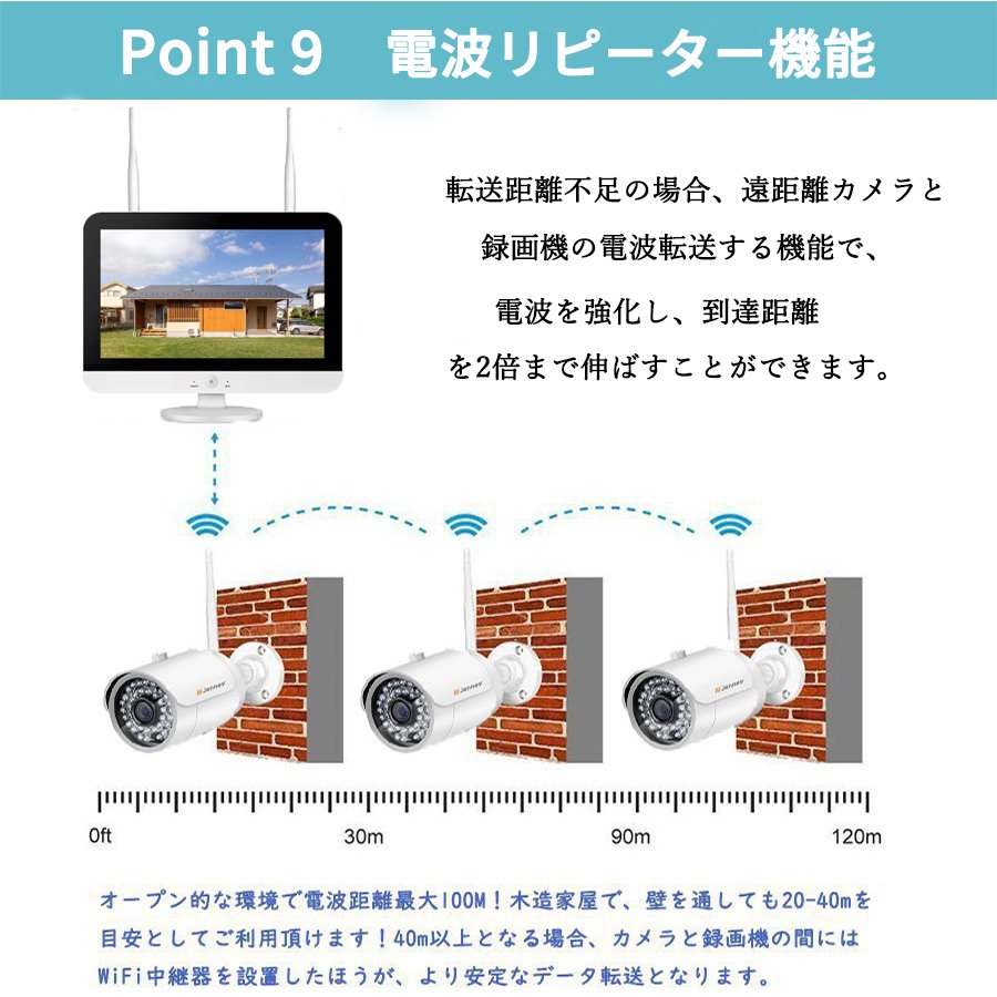 JENNOV 防犯カメラ 屋外 高画質 ワイヤレス 4台セット モニター付き 12