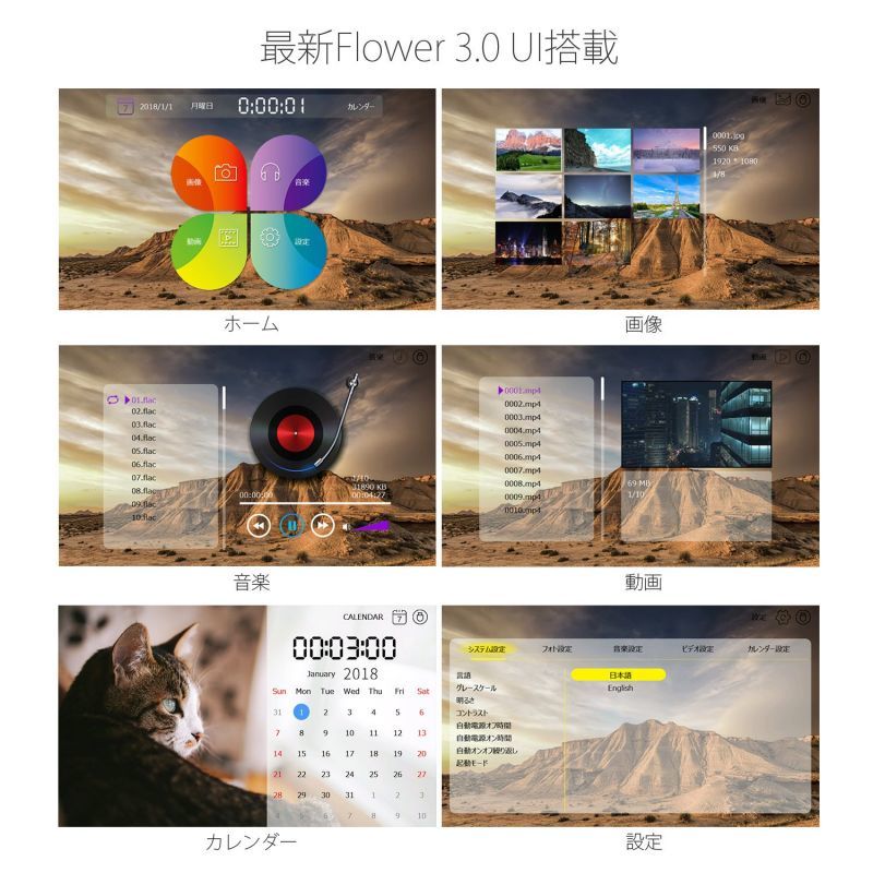 moonka 15.4 インチ デジタルフォトフレーム 1280x800 フルHD解像度 LCDバックライト液晶パネル 写真・動画・音楽 リモコン操作  - 三四郎市場